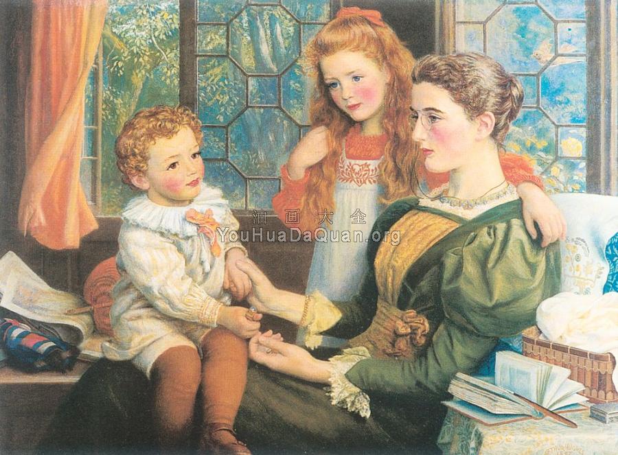 Mrs. Norman Hill and Children - 亚瑟·休斯